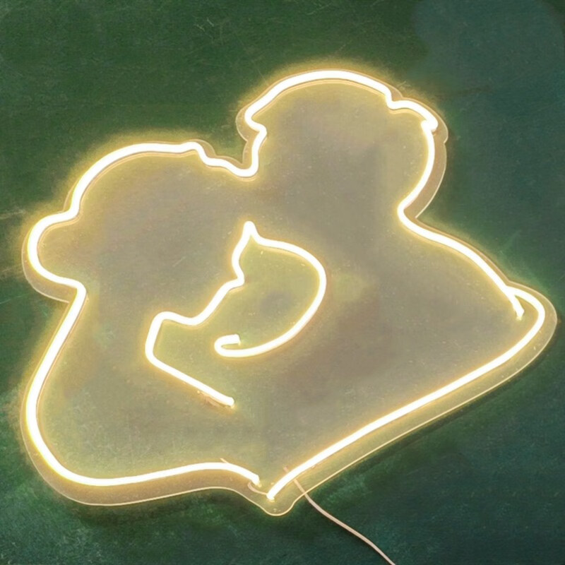 喜田 婚礼logo婚庆头像情侣求婚灯牌发光霓虹灯背景装饰剪影定制新人