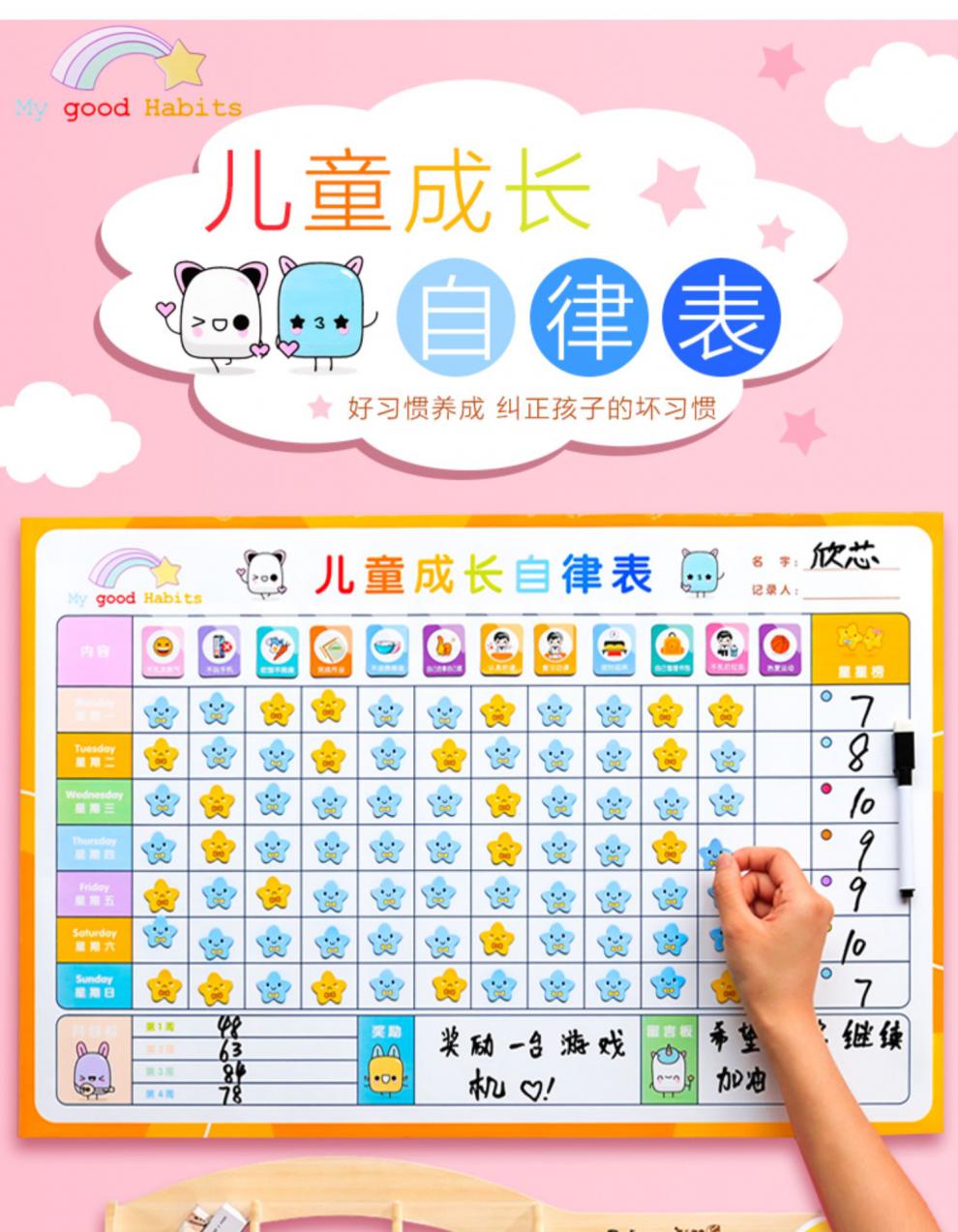 宝宝学习生活好习惯养成积分目标贴表扬榜标准款全套192款清洁套装