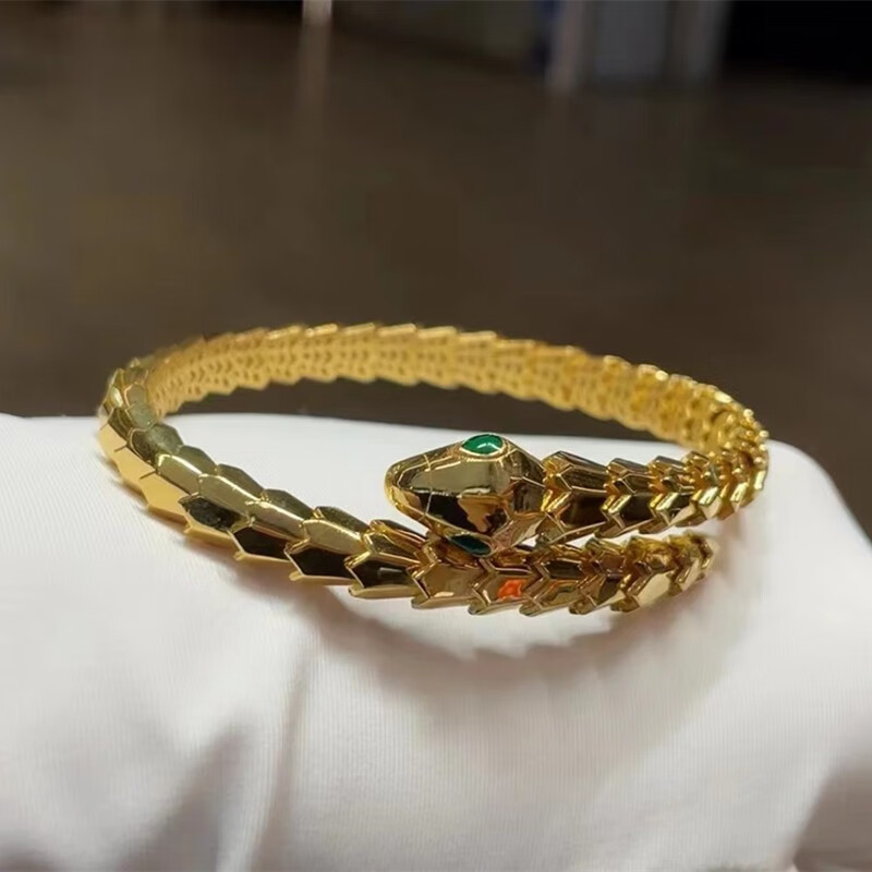 喜朗珠宝 5g精品黄金手镯足金999黄金蛇形手镯女时尚蛇形镶宝石送女友