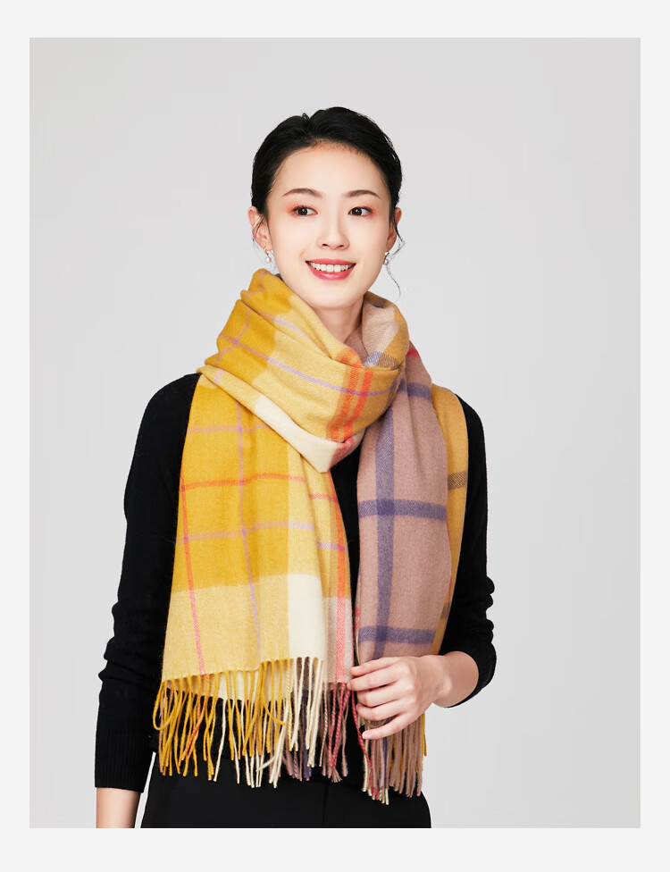 丝帛瑞尔格子围巾韩版简约少女风秋冬季长款保暖围脖送女朋友生日礼物