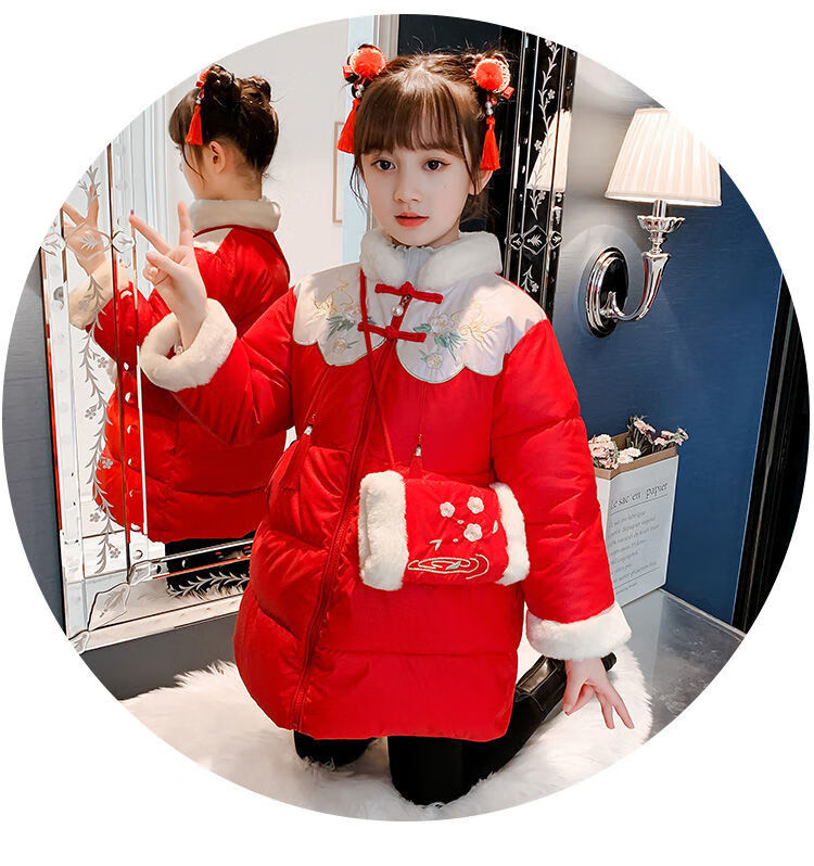 迪士尼(disney)汉服女童冬装2021年新款拜年服中大童过年服棉衣儿童唐