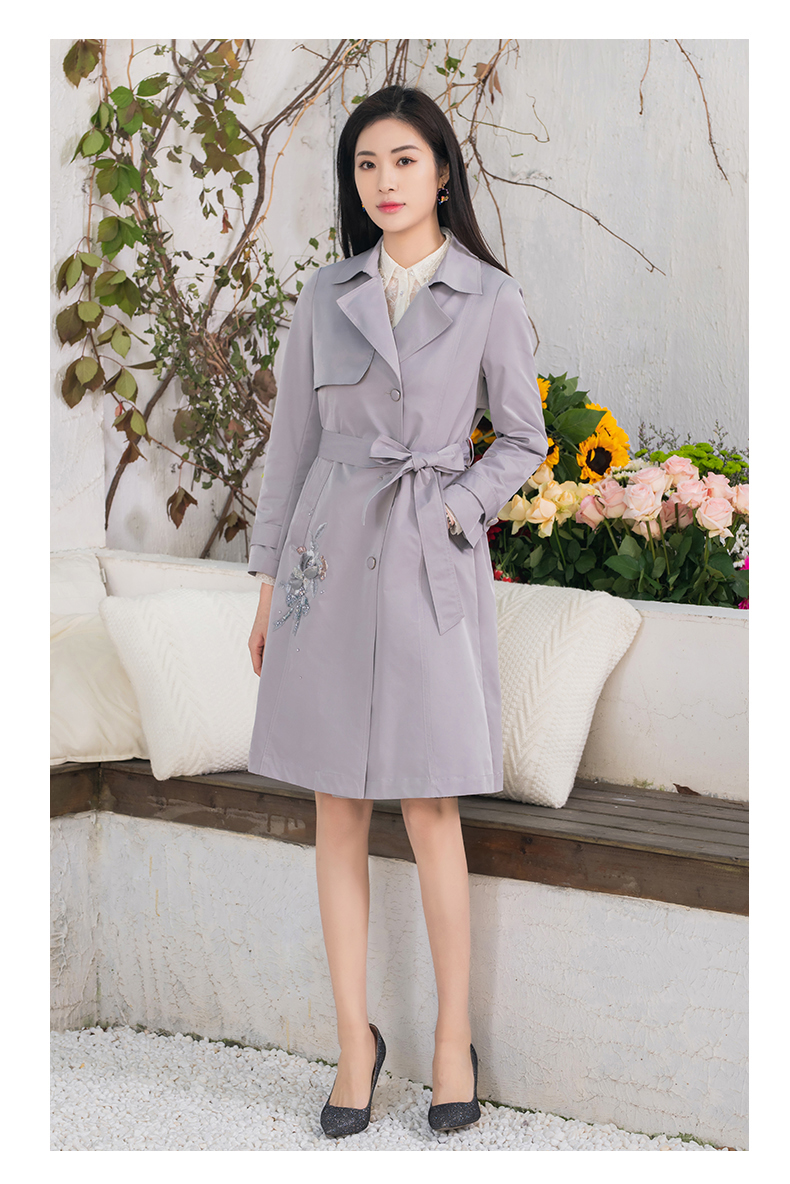 pinkmary粉红玛丽2022春季新款风衣女士修身收腰显瘦中长款外套pmals