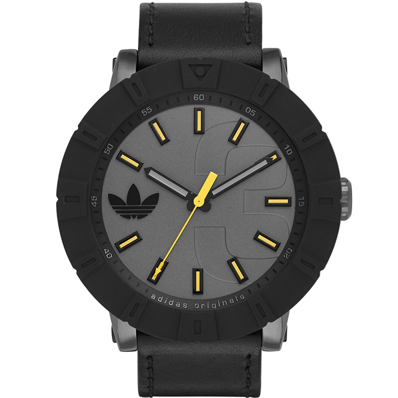 阿迪达斯adidas三叶草originals皮革时尚石英欧美男士手表白绿限量款