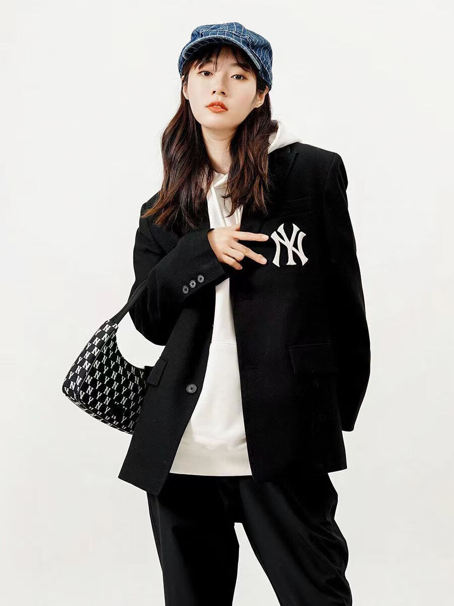 mlb韩国ny洋基队22秋冬新款男女情侣西装泫雅休闲宽松西服外套jkb01