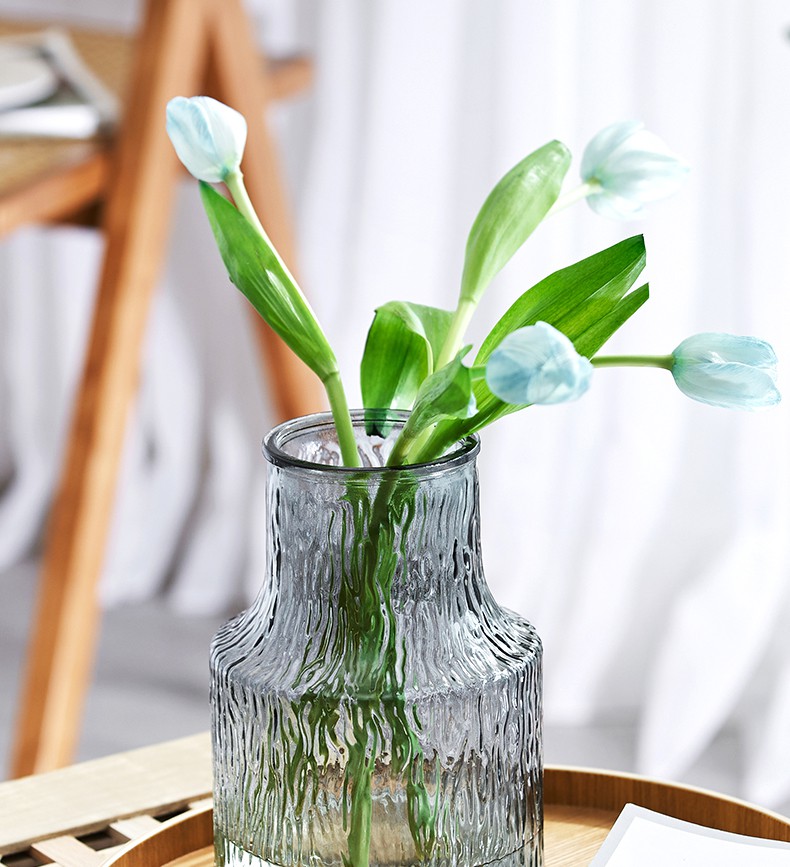 网红玻璃花瓶简约透明创意北欧水养插花摆件客厅水培餐桌装饰普通极冻