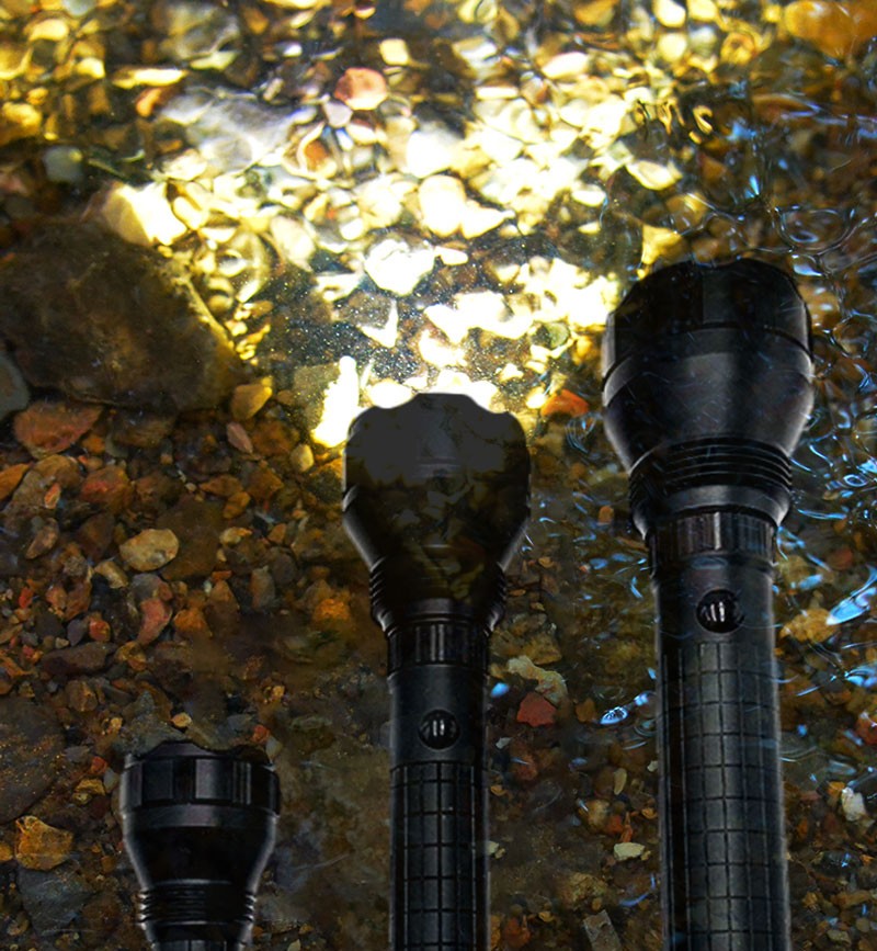 华升黑豹防水防身超长待机led强光远射手电筒探照灯巡逻消防户外家用