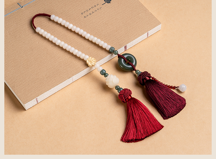 和田玉平安扣汽车后视镜吊坠前脸流苏挂件女车内饰品车载装饰用品优雅