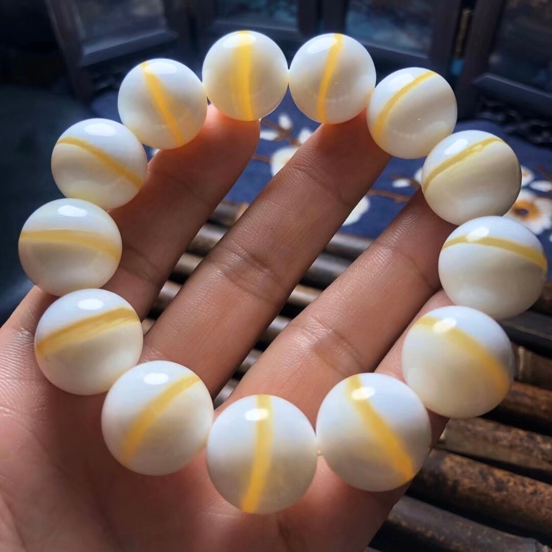 顶盈金丝贝手串正金线太极佛珠散贝壳珠项链挂件男女朋友生日礼物10mm