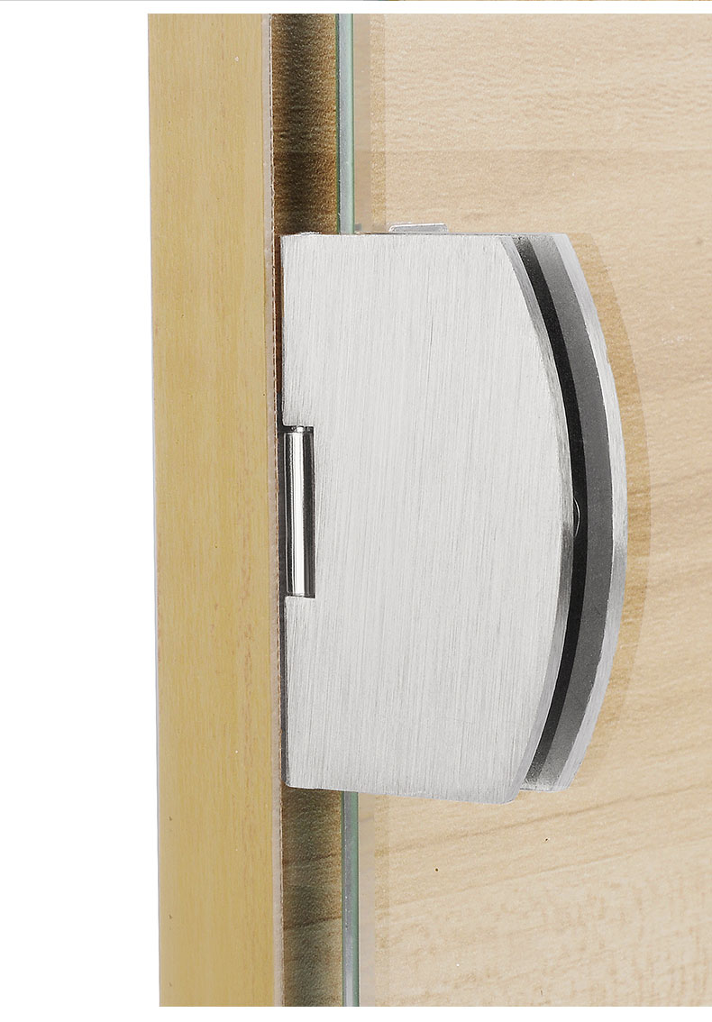 酒柜玻璃合页免开孔展示柜无框钢化玻璃专用铰链90度平开门免打孔