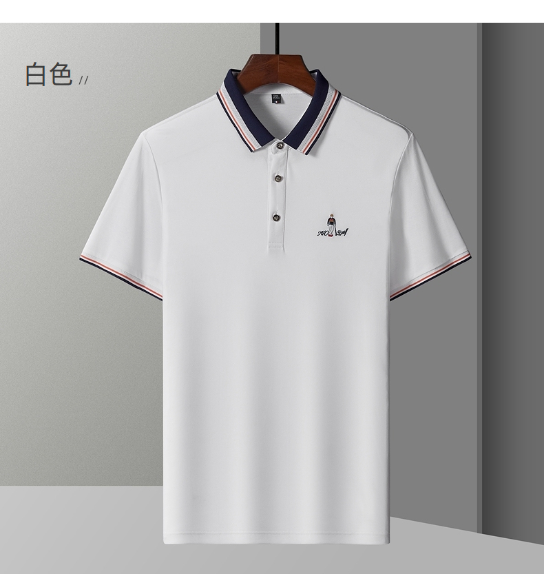 恒源祥短袖t恤男2022夏季新款纯色刺绣图案中年男士商务休闲翻领polo