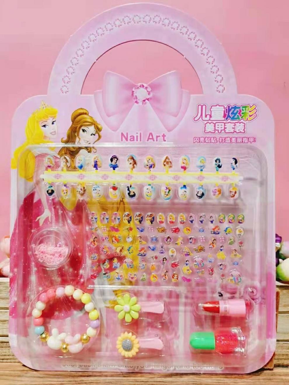儿童美甲贴新款儿童指甲贴套装指甲油女孩美甲贴指甲贴美人鱼贴纸玩具