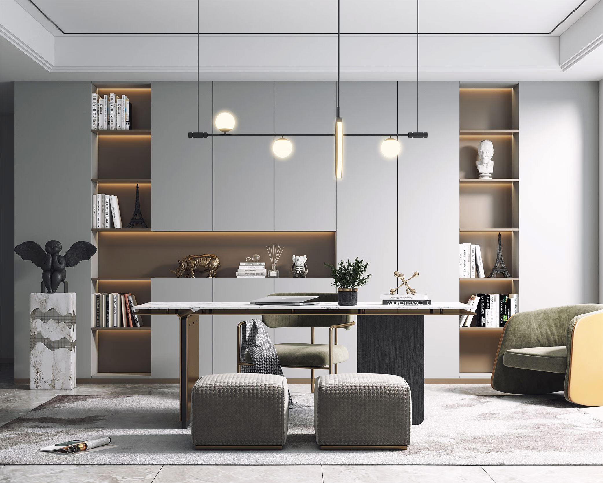 可比熊定制书柜满墙实木一体到顶整墙书架带玻璃门全屋现代轻奢风 满