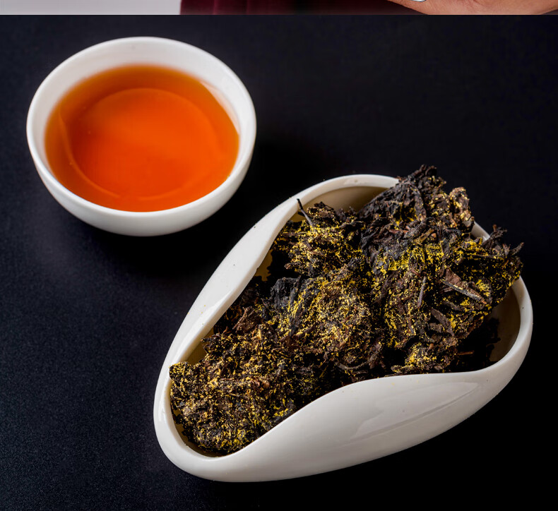 茯茶 陕西西安特产黑茶泾渭金花茯砖茶叶古渡伏砖茶手筑1kg【图片