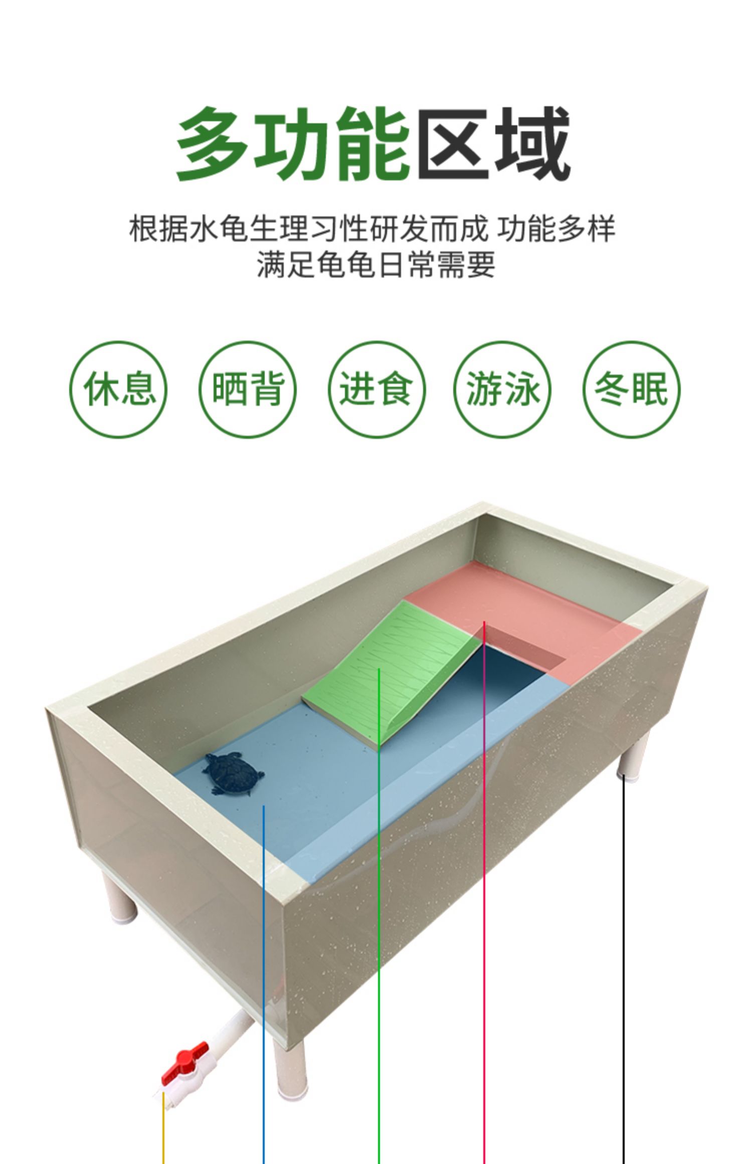 凡佰酷中小型烏龜缸龜池種龜箱陽臺別墅pp塑料水陸龜養殖箱帶排水專用