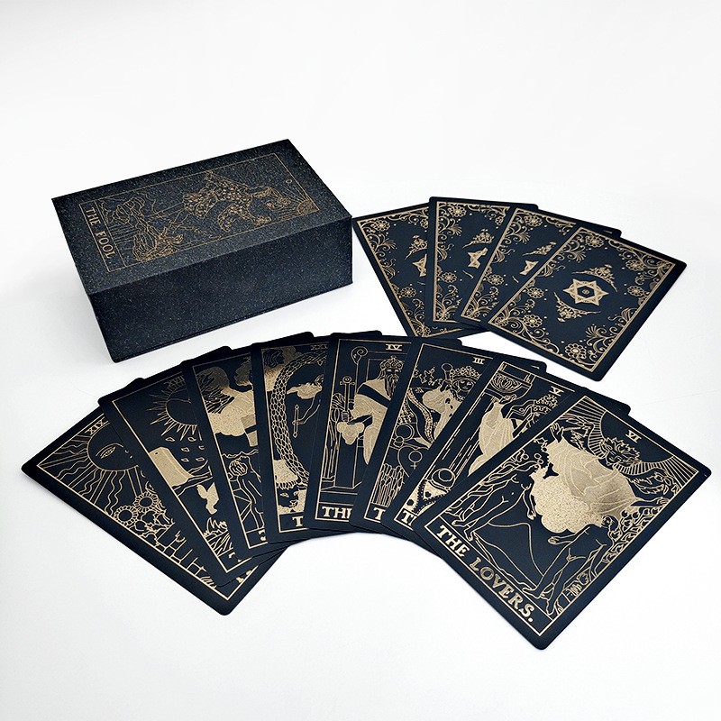 轻奢高端高端木质黑色版thefooltarot经典塔罗牌127英文塔罗黑色black