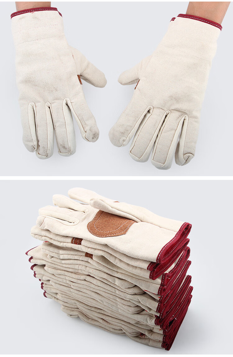 双层加厚帆布手套掌心加固劳保手套全衬耐磨工地干活焊工防护手套 24