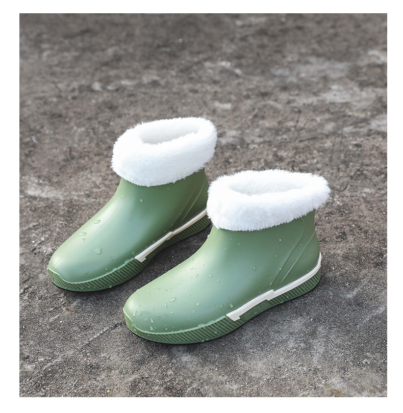 雨鞋女夏季时尚外穿款水靴防滑轻便短筒水鞋网红低帮胶鞋软底雨靴绿色