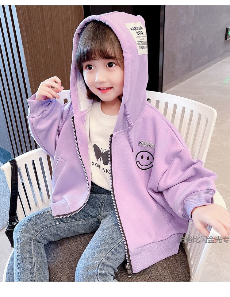 史努比童装女童外套2021秋装新款儿童时髦洋气上衣女宝宝连帽夹克3-7