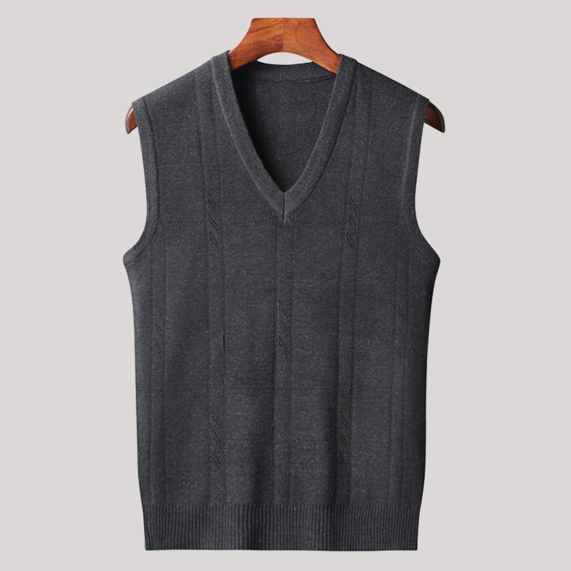 雅鹿特价捡漏羊毛衫男男士秋冬季针织毛老头背心上衣坎肩马甲中老年人