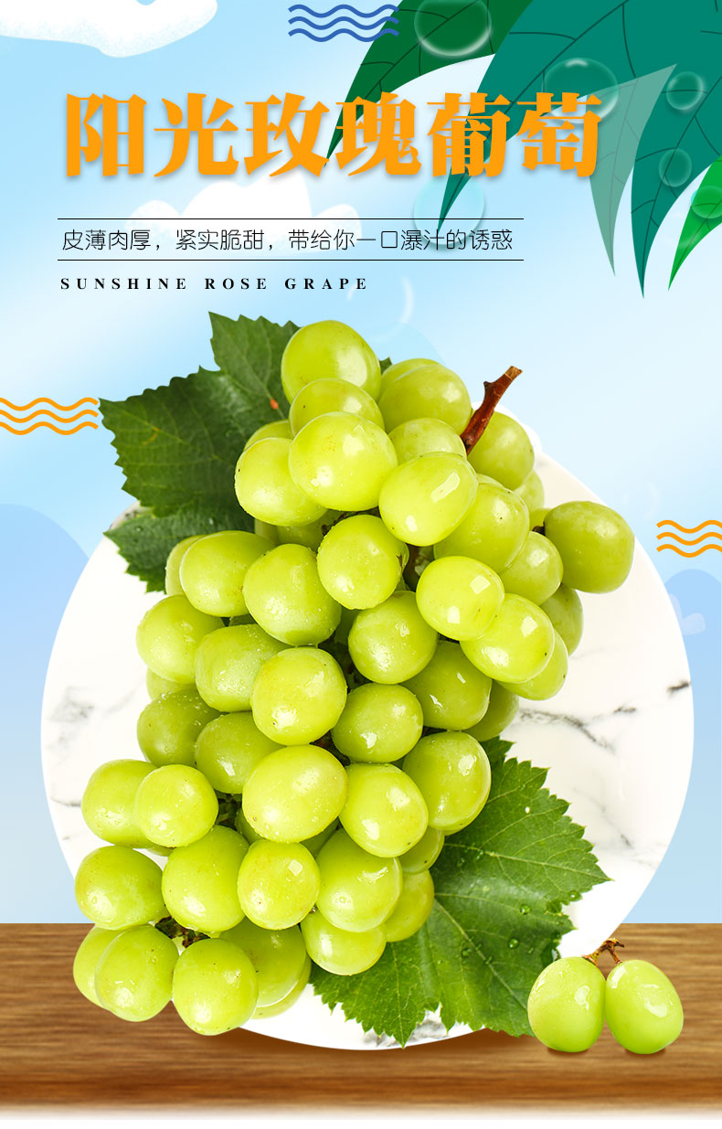 (jd空运到家)阳光玫瑰葡萄 新鲜水果当季香印青提无籽脆甜提子 精美
