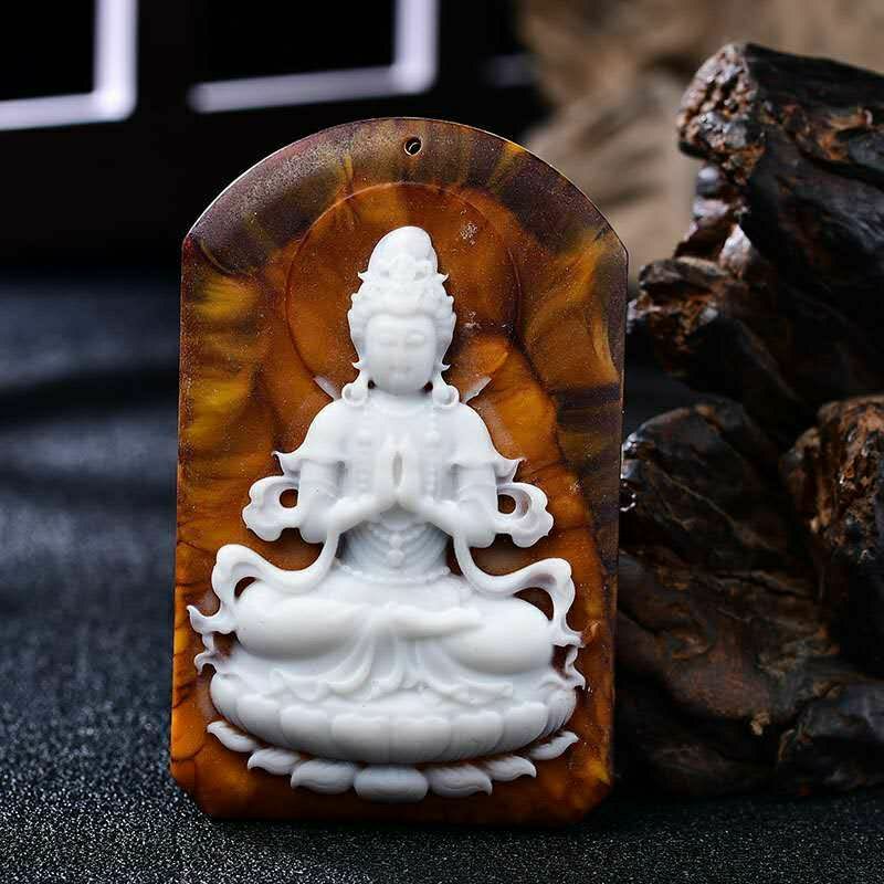 龙涎香吊坠 二代龙涎香灰琥珀蜜蜡男女吊坠龙延香观音弥勒佛虎牌关公