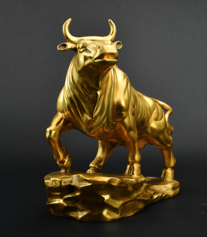百德莱 轻奢高端铜牛摆件纯铜牛金牛工艺品办公室高档高级摆件华尔街
