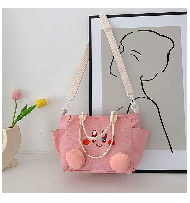 星之卡比玉桂狗包包可爱帆布手提包包女日系卡通少女单肩包ins毛绒