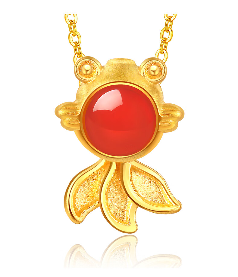 老凤凰款999黄金吊坠女年年有余3d硬足金锦鲤小金鱼挂坠项坠年年有鱼