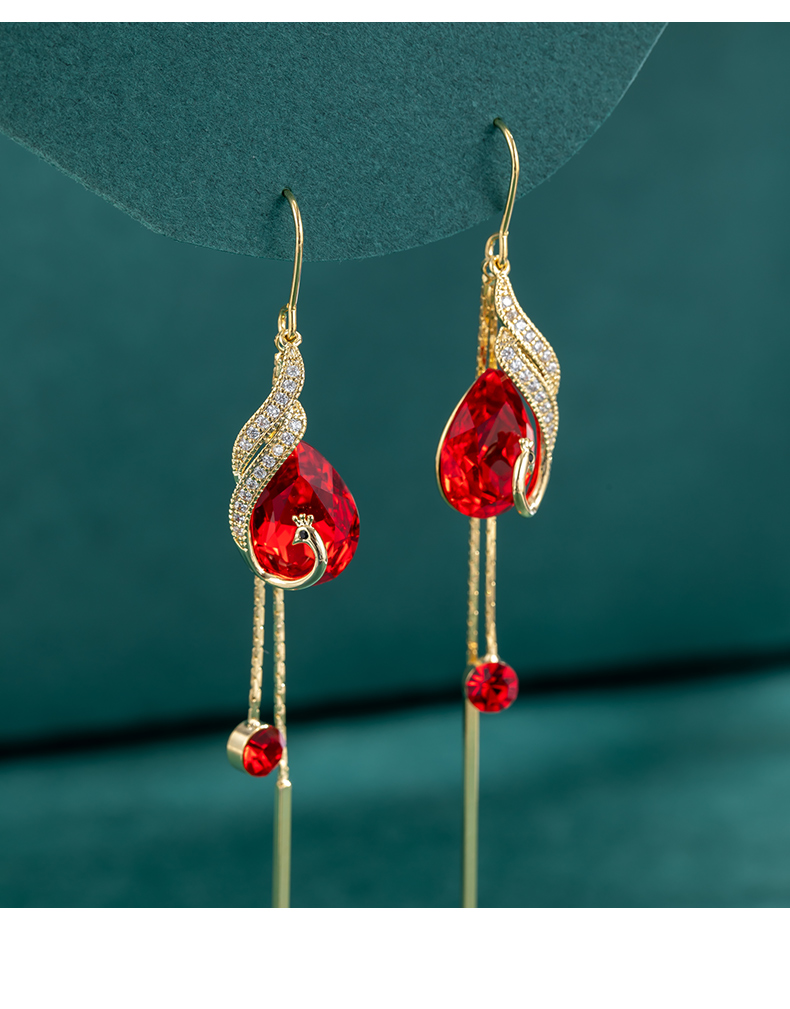 御弗复古凤凰耳环女2022年新款潮气质小众设计感高级感长款新年耳饰