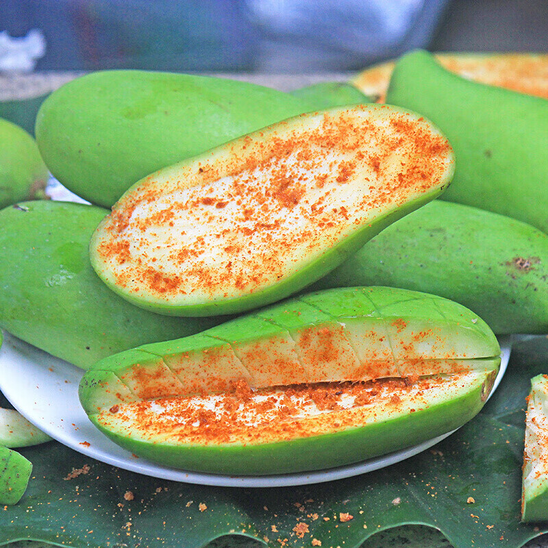 适用于生吃酸芒果3斤新鲜青芒果水果酸脆四季芒海南三亚象牙芒整箱 2