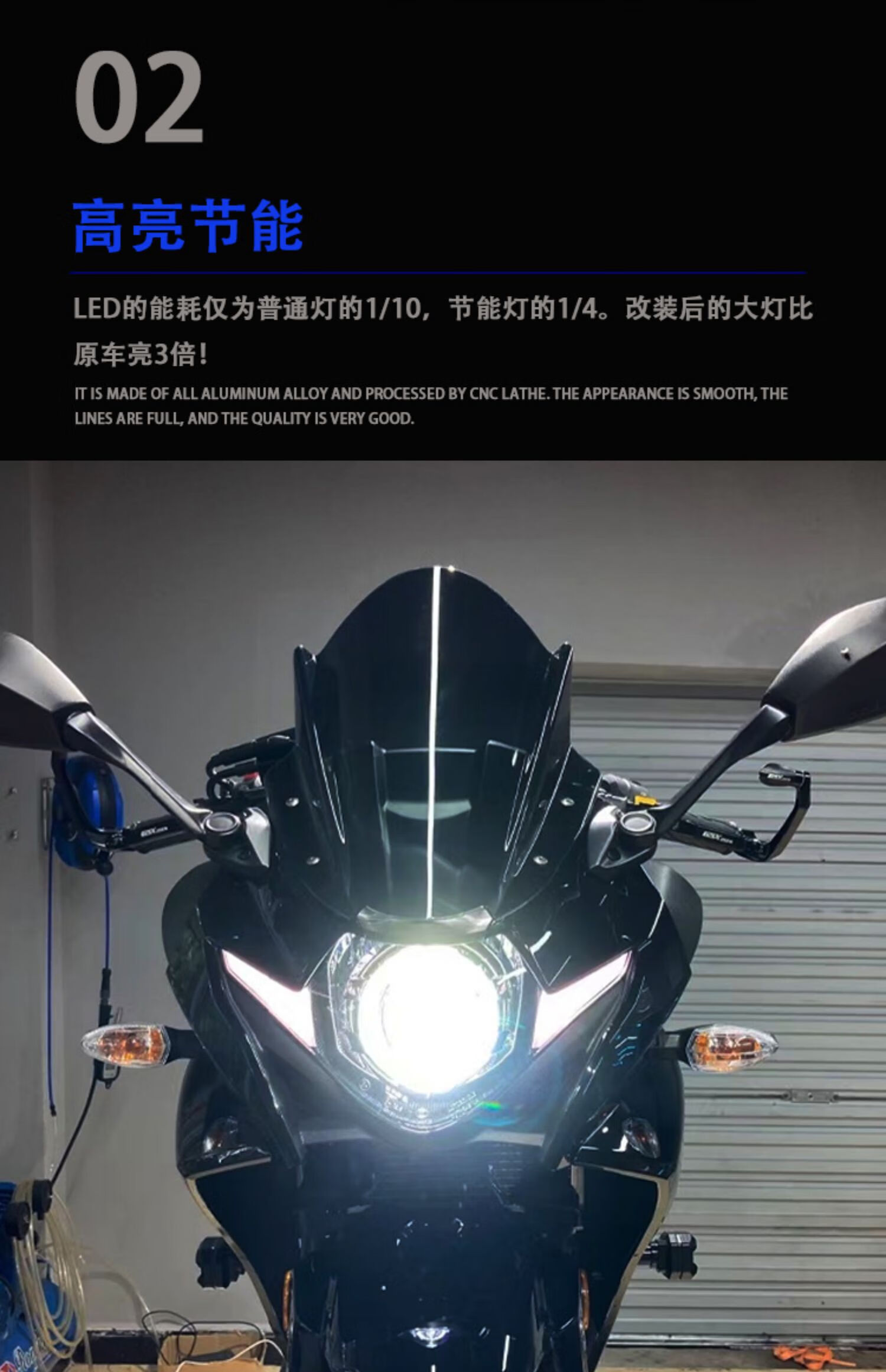 铃木gsx250r改装大灯适用总成led双光透镜天使眼恶魔眼摩托车灯 2.