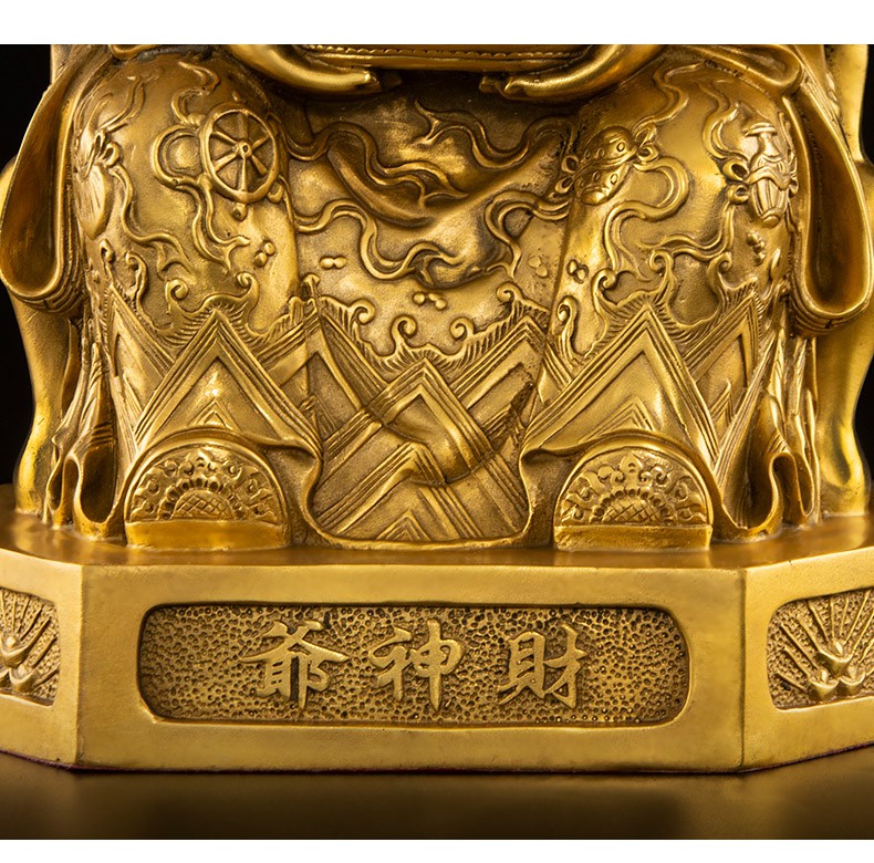 纯铜财神爷佛像摆件家用供奉店铺开业铜像比干文财神神像20号元宝财神