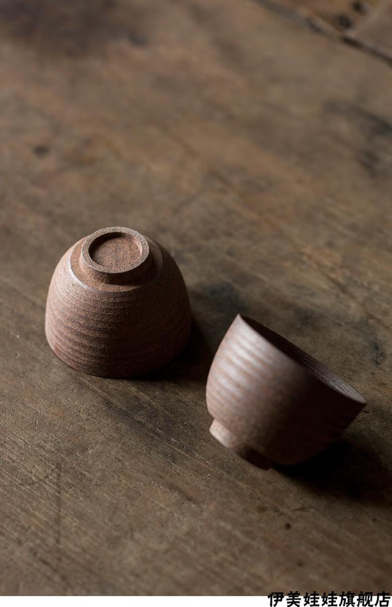 2022新款陶土茶杯手工粗陶茶杯斗笠陶瓷主人杯单个功夫小茶碗茶具茶盏