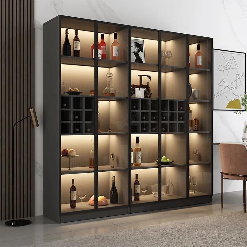 轻奢意式酒柜玻璃门展示柜客餐厅柜子靠墙边柜家用小型储物柜 加厚d款