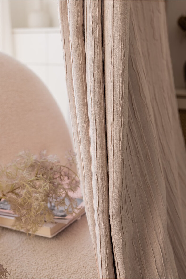 金蝉高遮光窗帘日式压绉肌理客厅卧室书房定制窗帘布风琴褶青山黛收藏