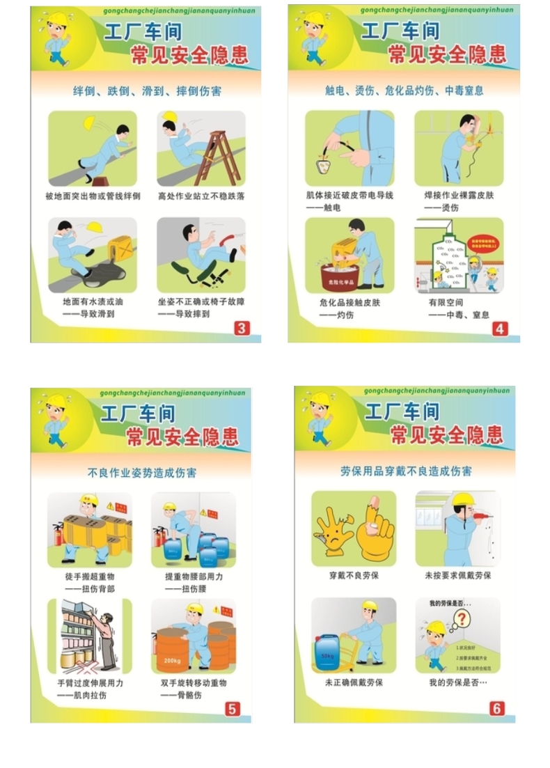 工厂车间常见安全隐患宣传海报机械 高空 叉车 电工作业安全生产知识