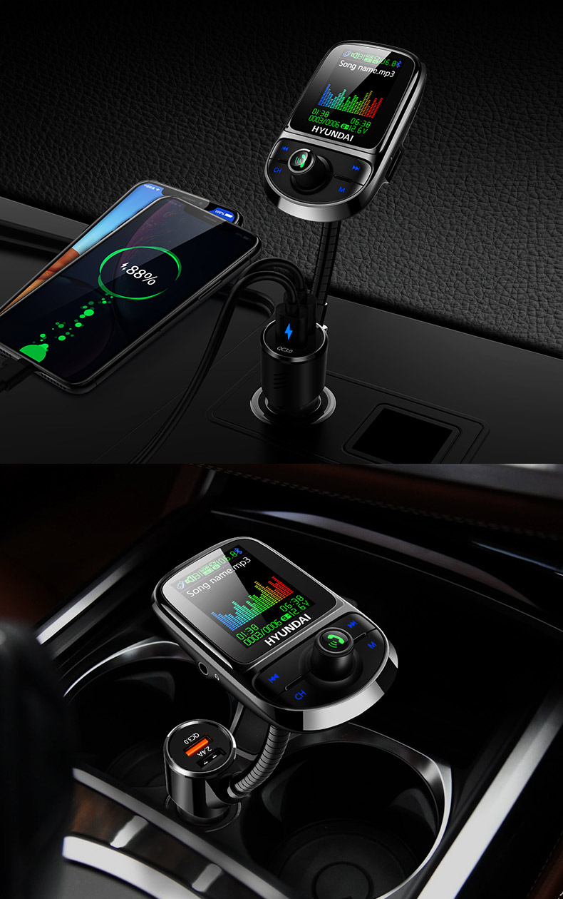 纽曼现代车载蓝牙接收器mp3播放aux无损音乐u盘fm发射usb车充货汽车用
