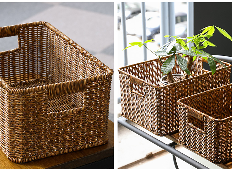 篮子藤编藤筐编织篮藤条筐编织收纳筐桌面玩具杂物零食收纳盒收纳篮子
