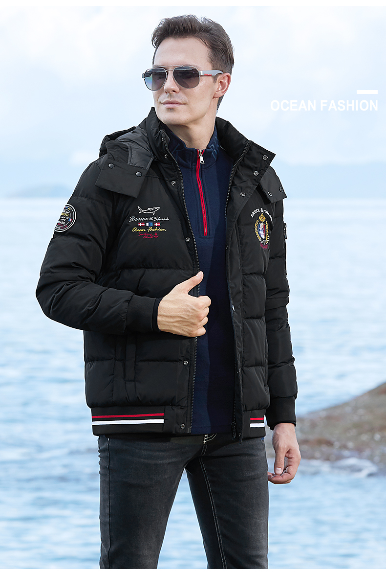 意大利鲨鱼男装2021冬季新款男羽绒服潮牌男士加厚大码外套男宽松开衫