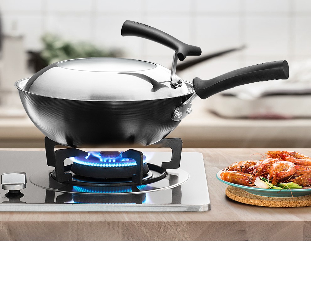 苏泊尔铸铁锅炒锅真不锈无涂层炒菜锅打铁锅家用老式