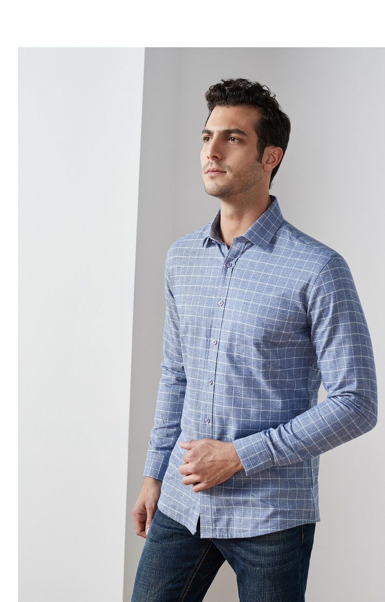 27firs杉杉 长袖衬衫男2019秋冬新款休闲绅士保暖长袖衬衣 cb1382n