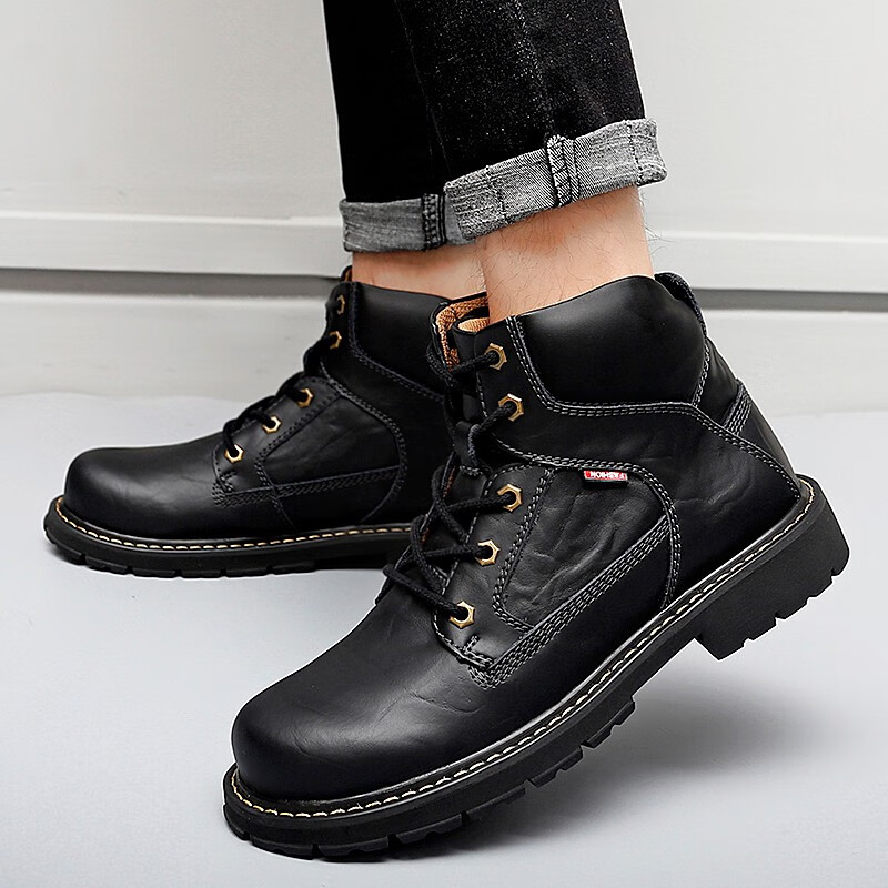 drnhllin品牌轻奢马丁靴男秋季新款休闲短靴防滑346码耐磨防滑青年侧