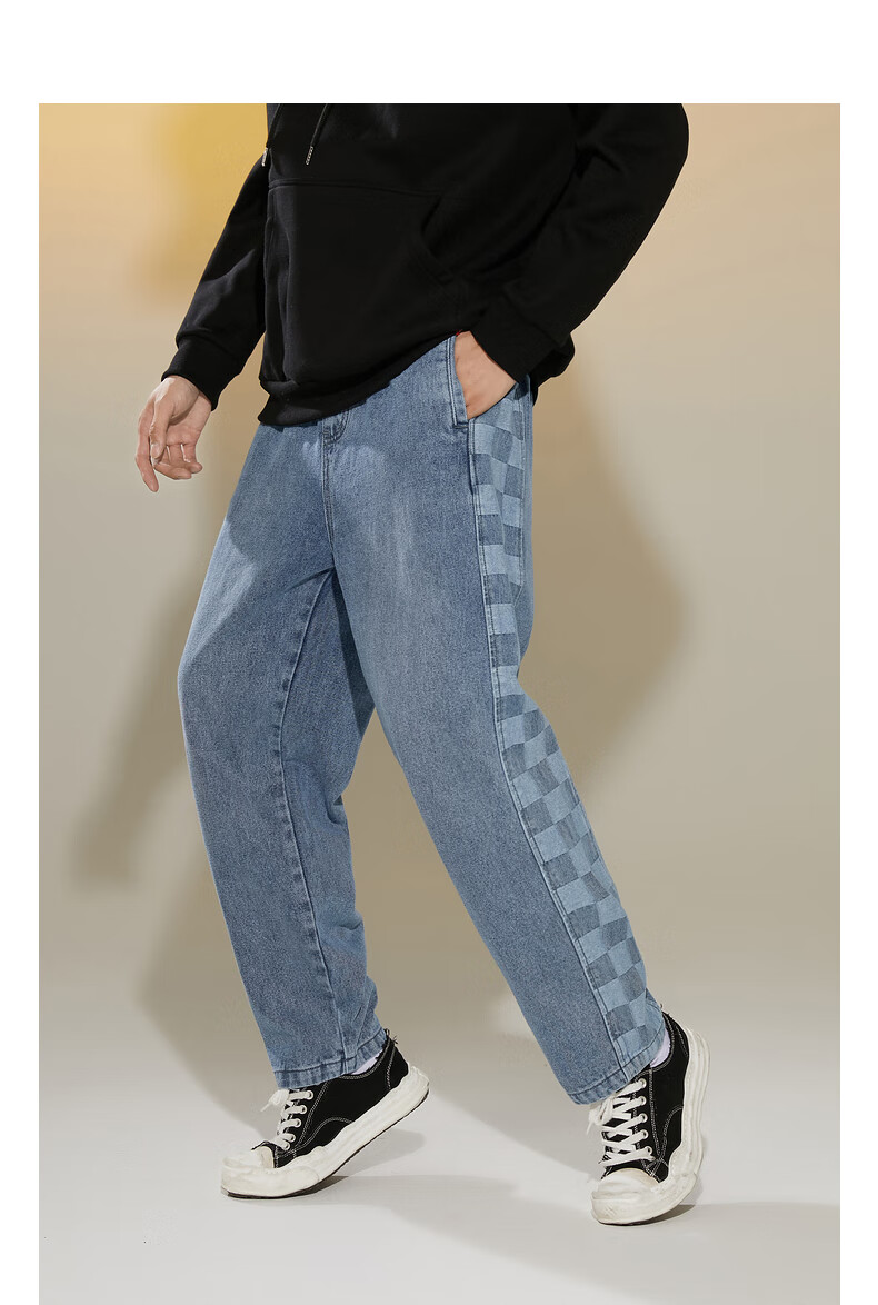 ecko犀牛牛仔裤男潮牌2021冬季新款复古渐变拔印logo宽松休闲直筒长裤