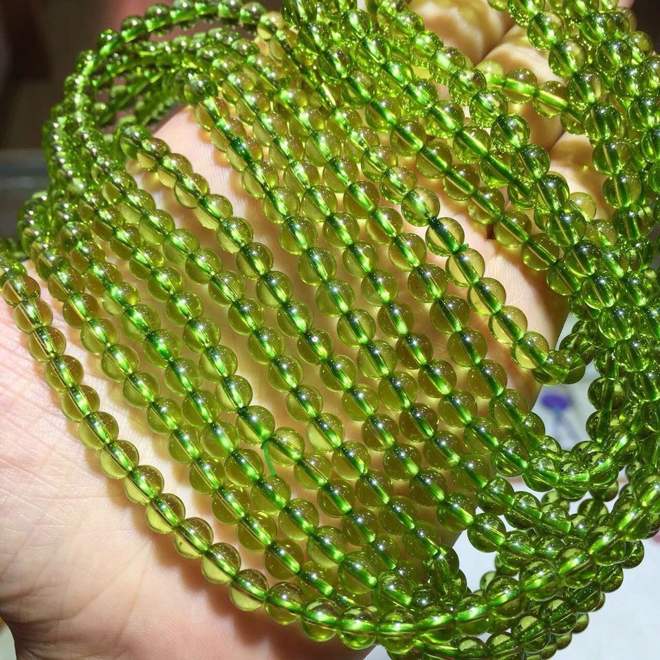东海水晶御大师 天然收藏级橄榄石 手链单圈多圈绿色水晶 祖母绿手串