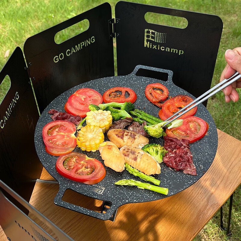 nixicamp 户外韩式烤盘36寸烤肉煎盘麦饭石铁板烧露营烧烤铁板烧烤肉