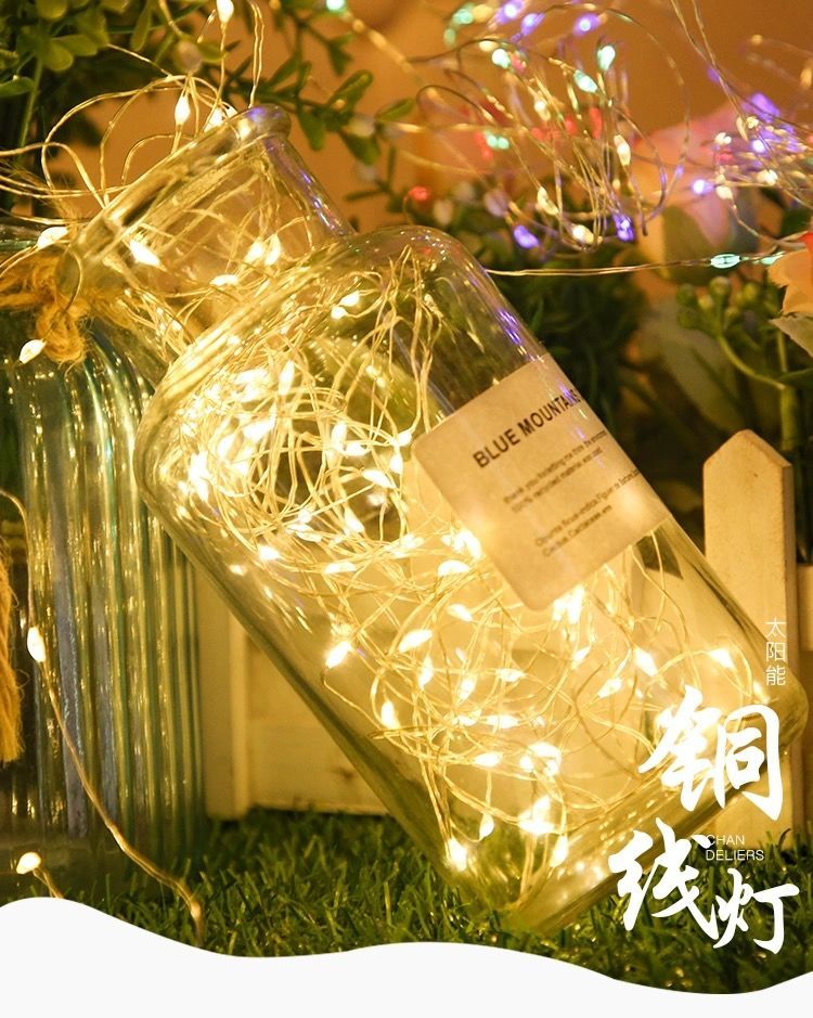 网红led铜丝灯花束蛋糕灯串礼物礼盒灯铜线串灯生日装饰小彩灯暖白5米