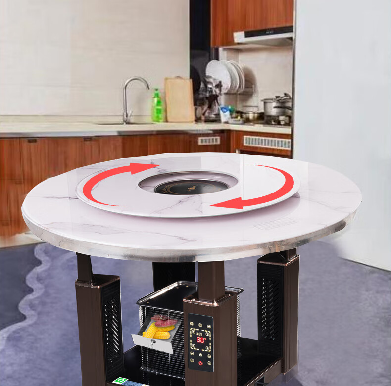 天然气烤火炉茶几 天然气圆桌餐桌天燃气烤火炉子气电两用采暖器饭桌