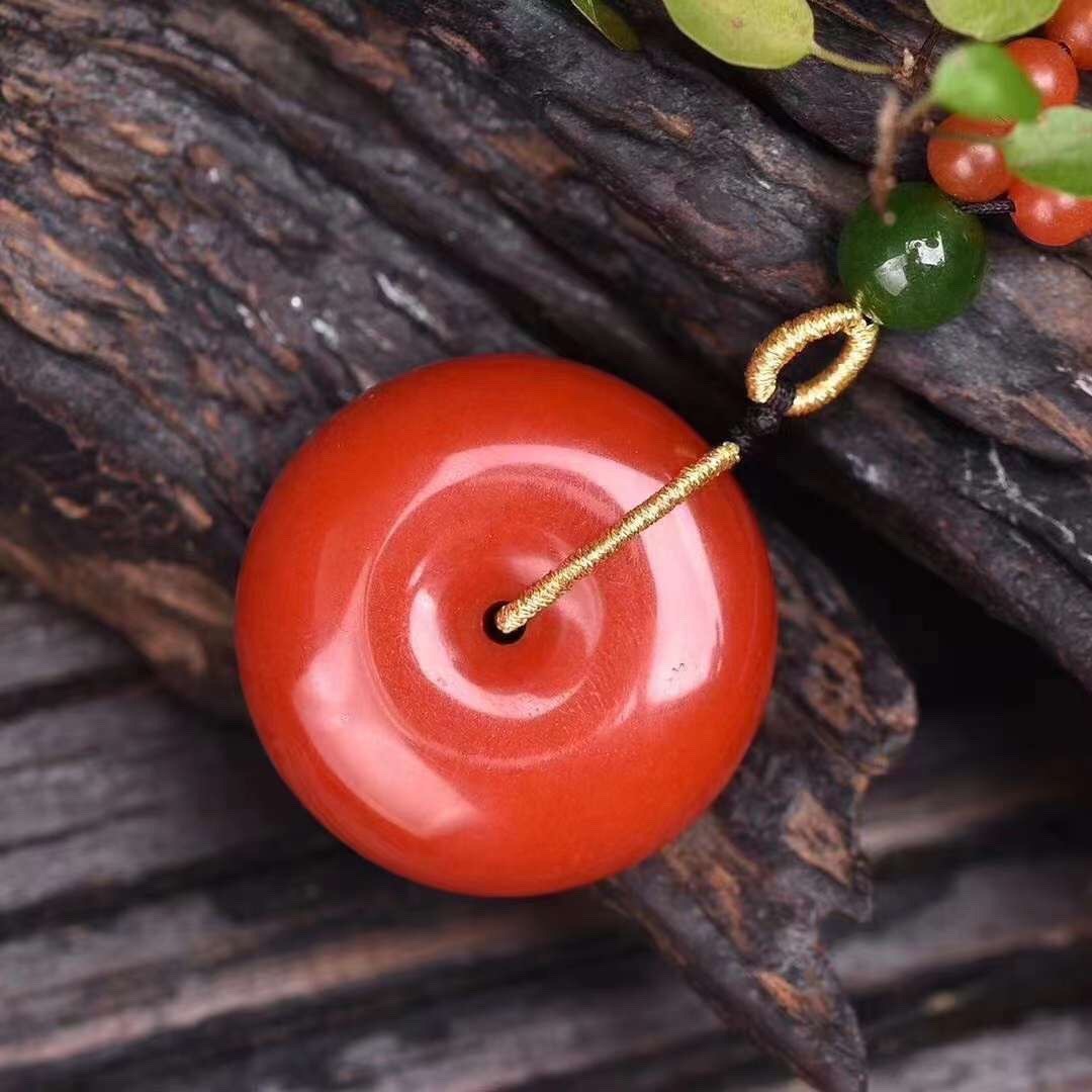 跨年特价微韵天然正品保山南红玛瑙平安扣吊坠挂件项链民族风款毛衣链