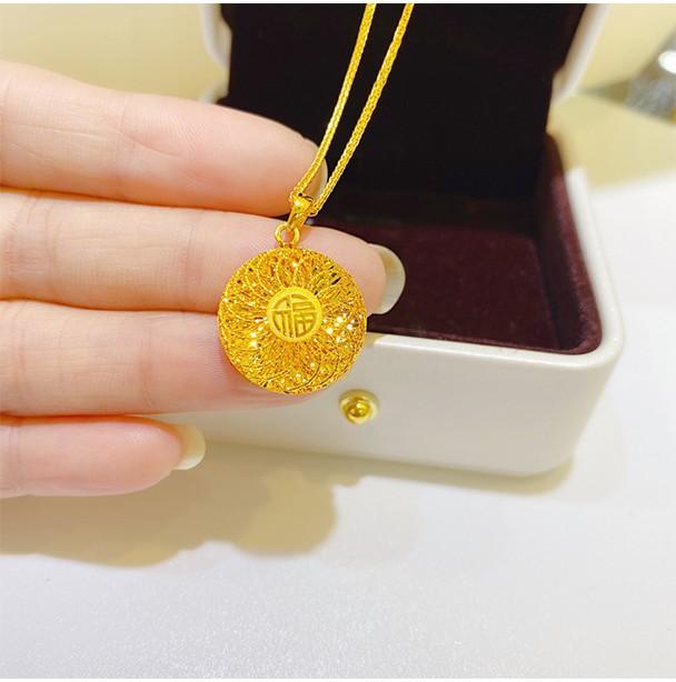520礼物金妃希佊5g黄金福牌吊坠镂空999足金肖邦项链2021年新款女锁骨