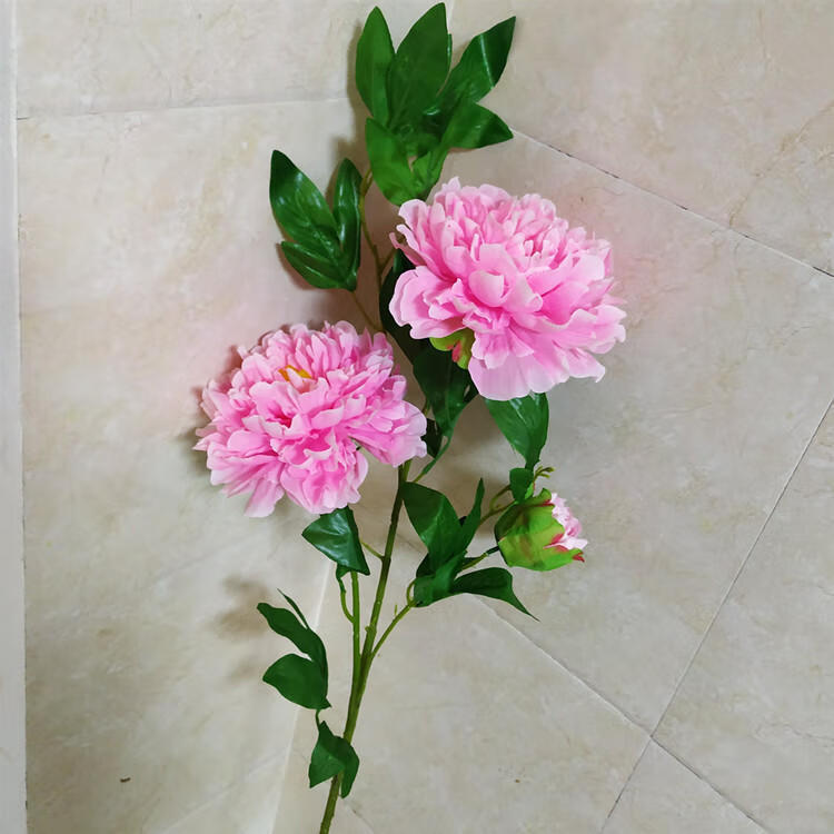 仿真富贵牡丹花高枝大朵假花绢花客厅落地装饰电视柜干花花束花艺8头